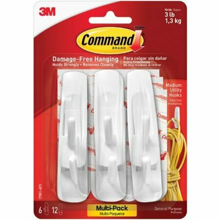 BSC PREFERRED 3M 17001 Command Hooks and Strips Value Pack - Medium, 6PK S-18764